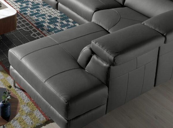 Sofá chaise longue relax derecha piel gris oscuro