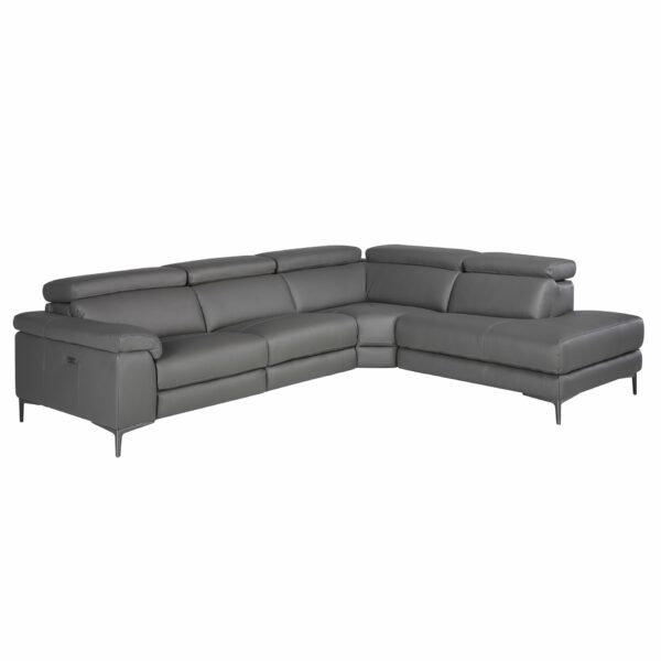Sofá chaise longue relax derecha piel gris oscuro