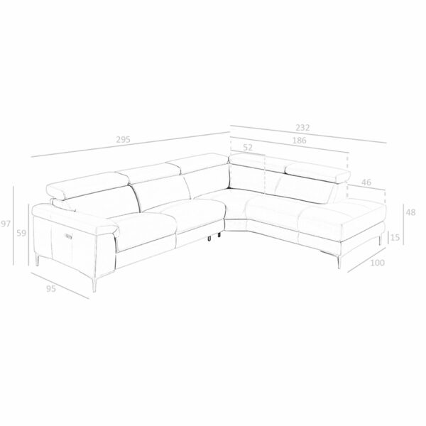 Sofá chaise longue relax derecha piel gris oscuro