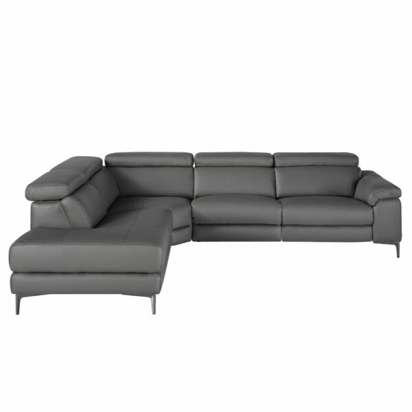 Sofá chaise longue relax izquierda piel gris oscuro