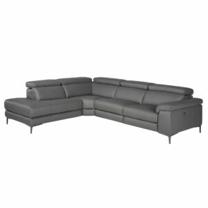Sofá chaise longue relax izquierda piel gris oscuro Sofá chaise longue relax izquierda piel gris oscuro