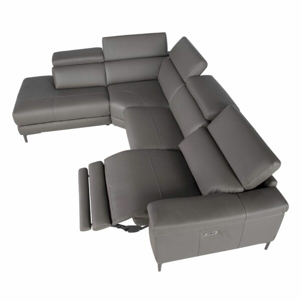 Sofá chaise longue relax izquierda piel gris oscuro