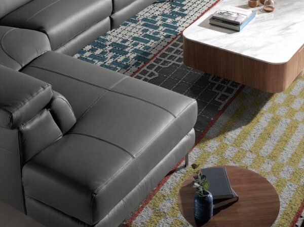 Sofá chaise longue relax izquierda piel gris oscuro