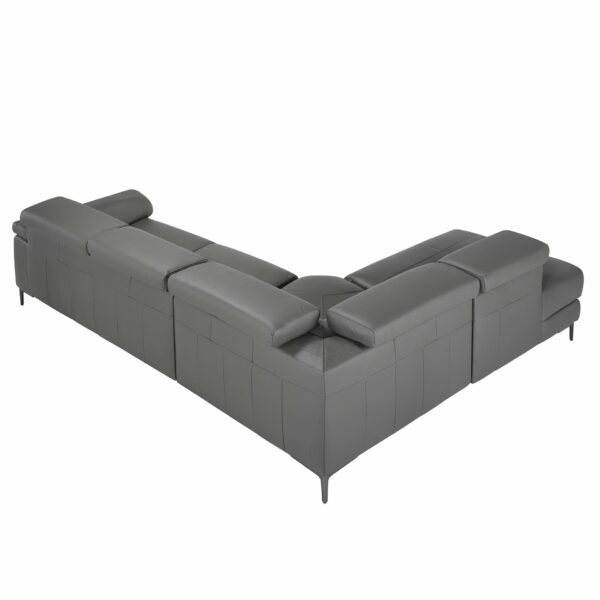 Sofá chaise longue relax izquierda piel gris oscuro