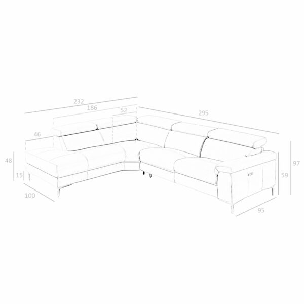 Sofá chaise longue relax izquierda piel gris oscuro