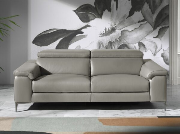 Sofá relax 3 plazas piel gris oscuro