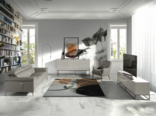 Sofá relax 3 plazas piel gris oscuro