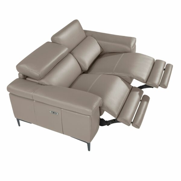 Sofá relax 3 plazas piel gris oscuro