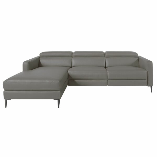 Sofá chaise longue relax izquierda piel gris oscuro