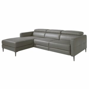 Sofá chaise longue relax izquierda piel gris oscuro Sofá chaise longue relax izquierda piel gris oscuro