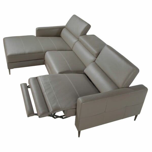 Sofá chaise longue relax izquierda piel gris oscuro