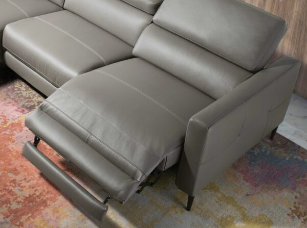Sofá chaise longue relax izquierda piel gris oscuro