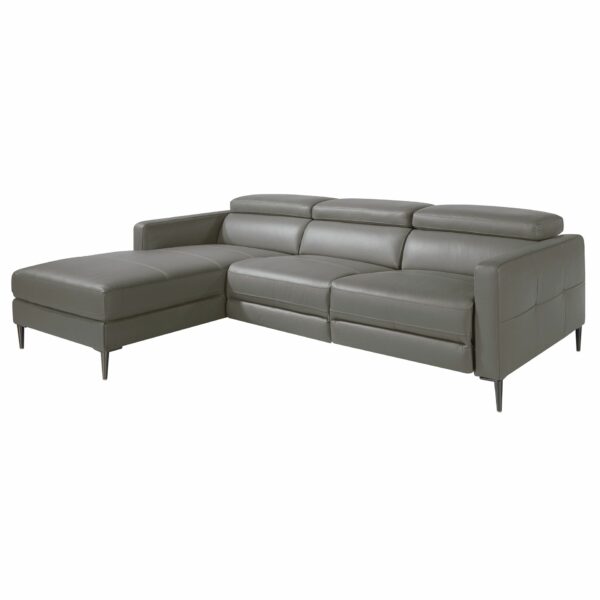 Sofá chaise longue relax izquierda piel gris oscuro