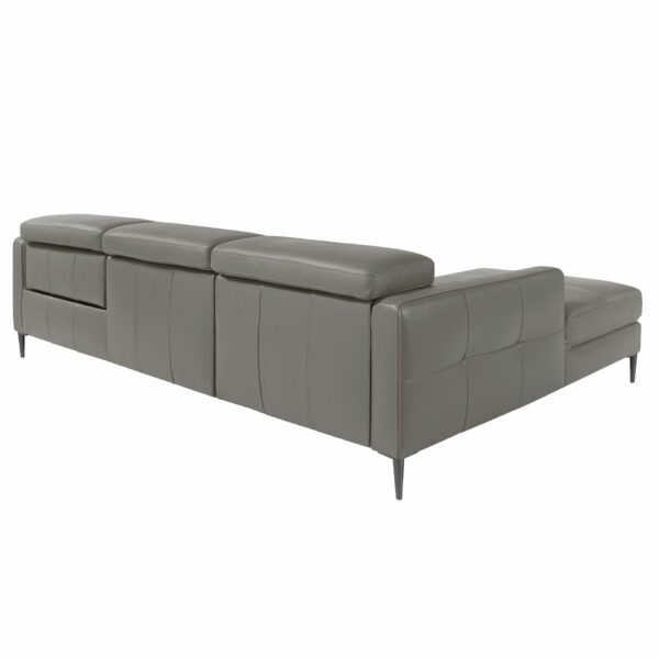 Sofá chaise longue relax izquierda piel gris oscuro