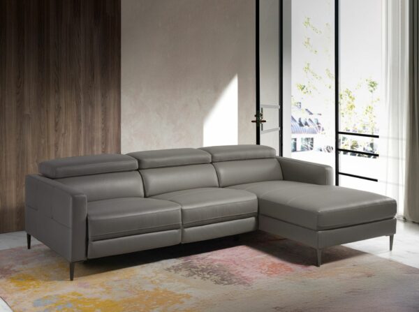 Sofá chaise longue relax derecha piel gris oscuro