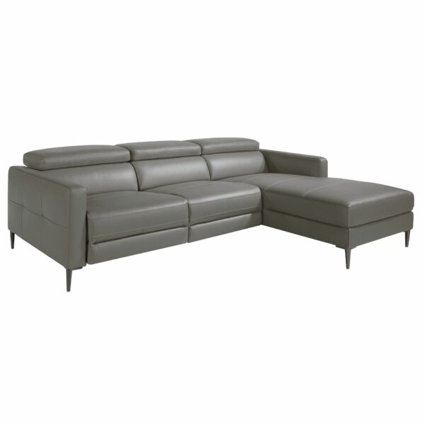 Sofá chaise longue relax derecha piel gris oscuro