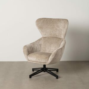Sillón Giratorio Beige Tejido-Metal 75 X 80 X 110 Cm