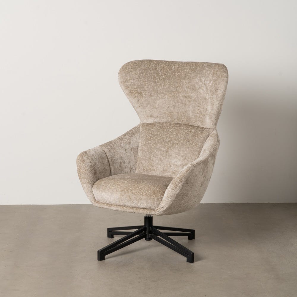 Sillón Giratorio Beige Tejido-Metal 75 X 80 X 110 Cm Sillón Giratorio Beige Tejido-Metal 75 X 80 X 110 Cm