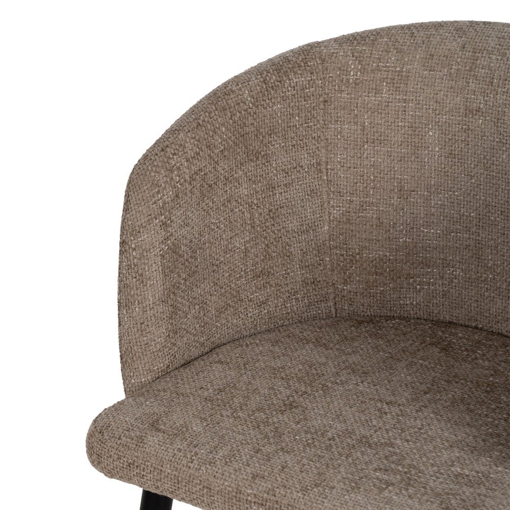 Silla Beige Tejido-Metal Salón 53 X 53 X 77 Cm Silla Beige Tejido-Metal Salón 53 X 53 X 77 Cm