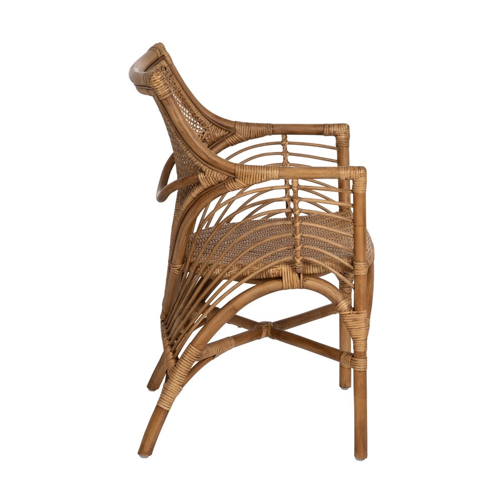 Sillón Marrón Ratán Decoración 56 X 54 X 84 Cm Sillón Marrón Ratán Decoración 56 X 54 X 84 Cm