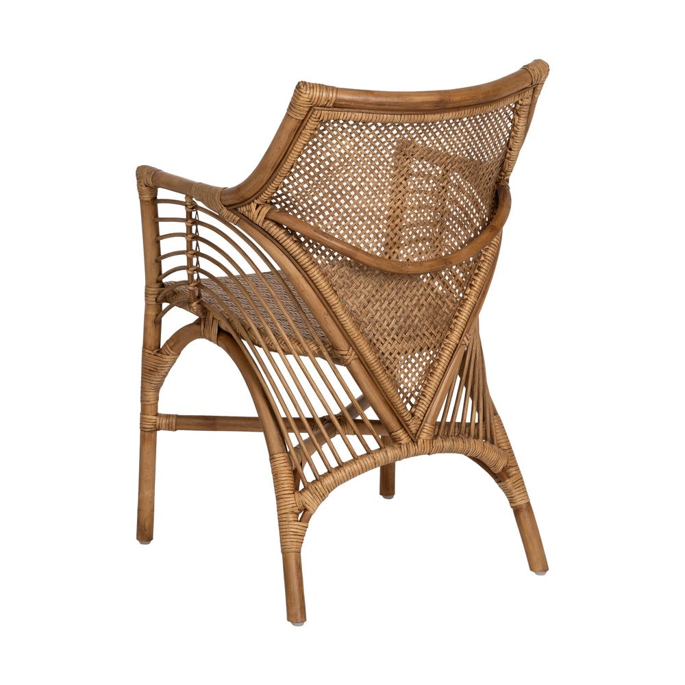 Sillón Marrón Ratán Decoración 56 X 54 X 84 Cm Sillón Marrón Ratán Decoración 56 X 54 X 84 Cm