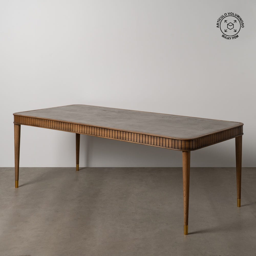 Mesa Comedor Madera-Microcemento Salón 220 X 100 X 76 Cm Mesa Comedor Madera-Microcemento Salón 220 X 100 X 76 Cm