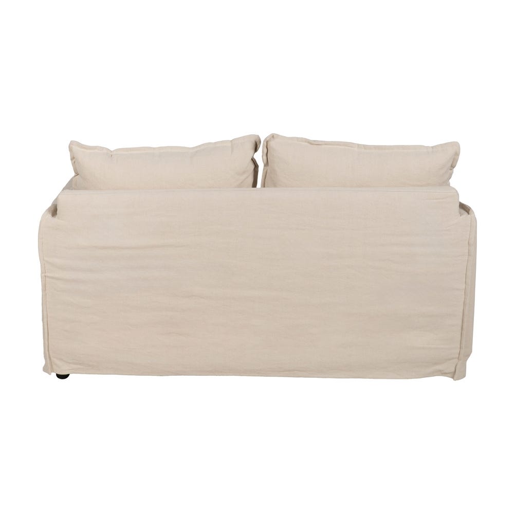 Sofá 2 Plazas Crema Tejido-Madera 160 X 95 X 85 Cm Sofá 2 Plazas Crema Tejido-Madera 160 X 95 X 85 Cm