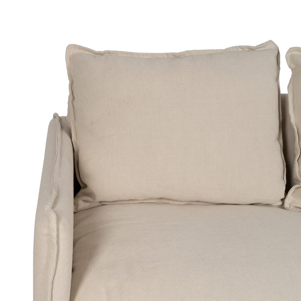 Sofá 2 Plazas Crema Tejido-Madera 160 X 95 X 85 Cm Sofá 2 Plazas Crema Tejido-Madera 160 X 95 X 85 Cm