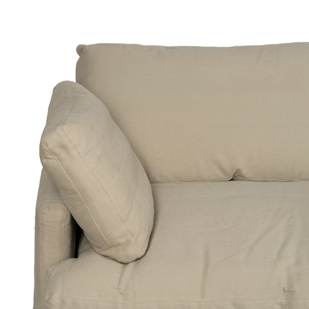 Sofá 3 Plazas Beige Tejido-Madera 212 X 100 X 83 Cm Sofá 3 Plazas Beige Tejido-Madera 212 X 100 X 83 Cm