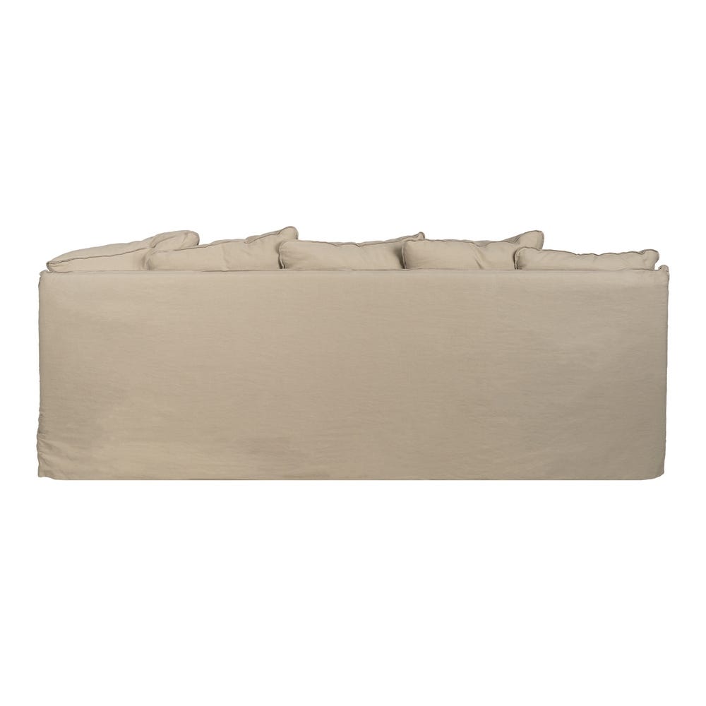 Sofá 3 Plazas Beige Tejido-Madera 216 X 94 X 93 Cm Sofá 3 Plazas Beige Tejido-Madera 216 X 94 X 93 Cm