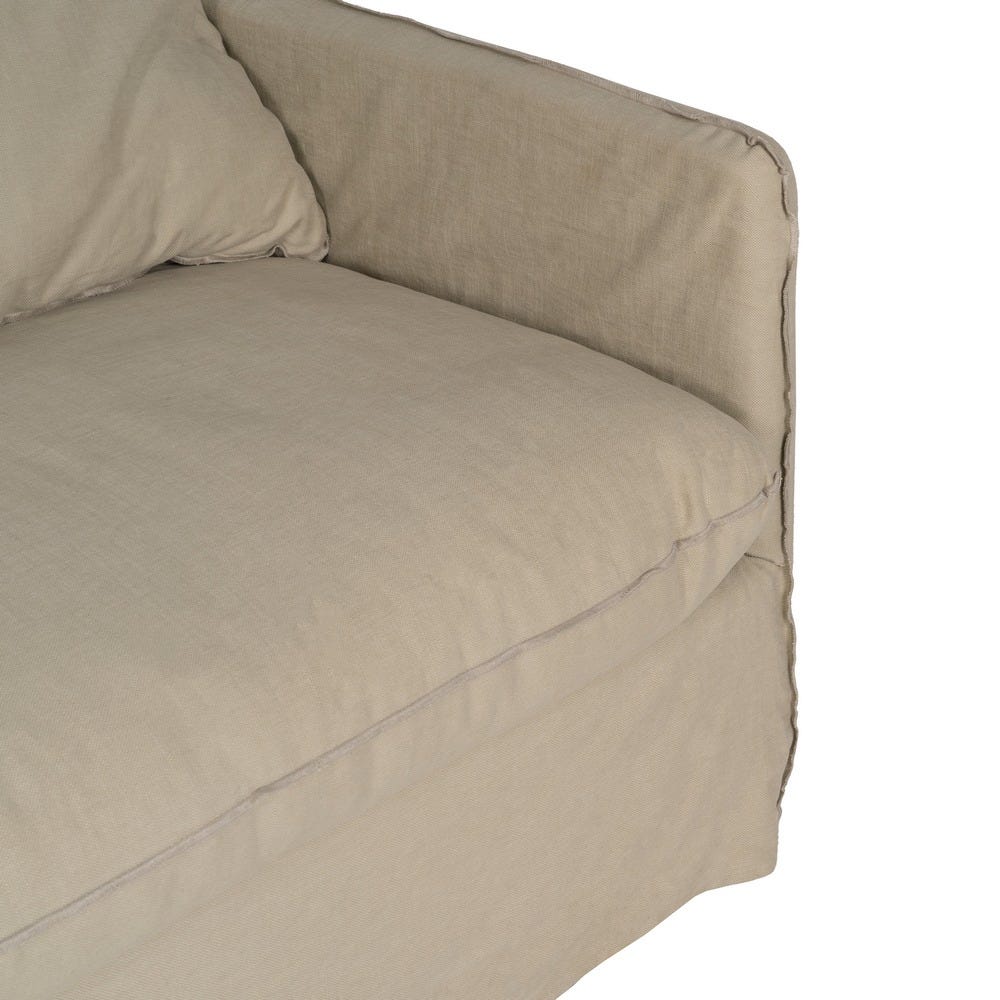 Sofá 3 Plazas Beige Tejido-Madera 216 X 94 X 93 Cm Sofá 3 Plazas Beige Tejido-Madera 216 X 94 X 93 Cm