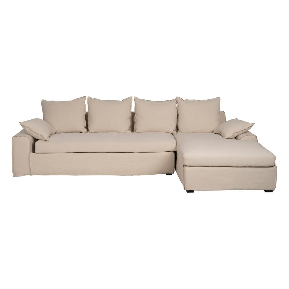 Chaise-Lounger Crema Tejido-Madera 300 X 161 X 90 Cm Chaise-Lounger Crema Tejido-Madera 300 X 161 X 90 Cm