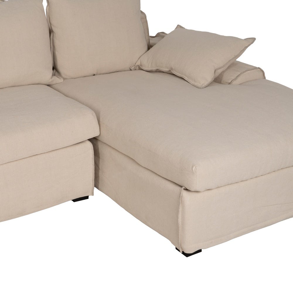 Chaise-Lounger Crema Tejido-Madera 300 X 161 X 90 Cm Chaise-Lounger Crema Tejido-Madera 300 X 161 X 90 Cm