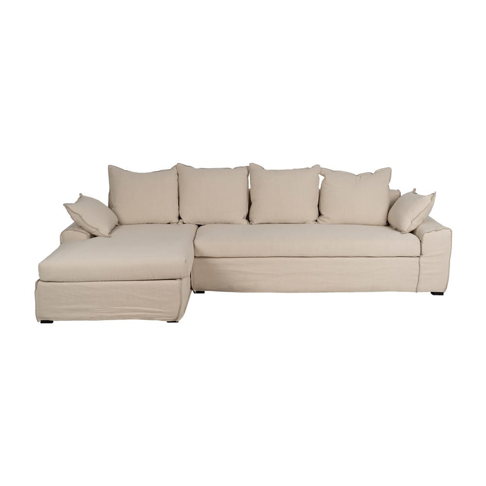 Chaise-Lounger Crema Tejido-Madera 300 X 161 X 90 Cm Chaise-Lounger Crema Tejido-Madera 300 X 161 X 90 Cm