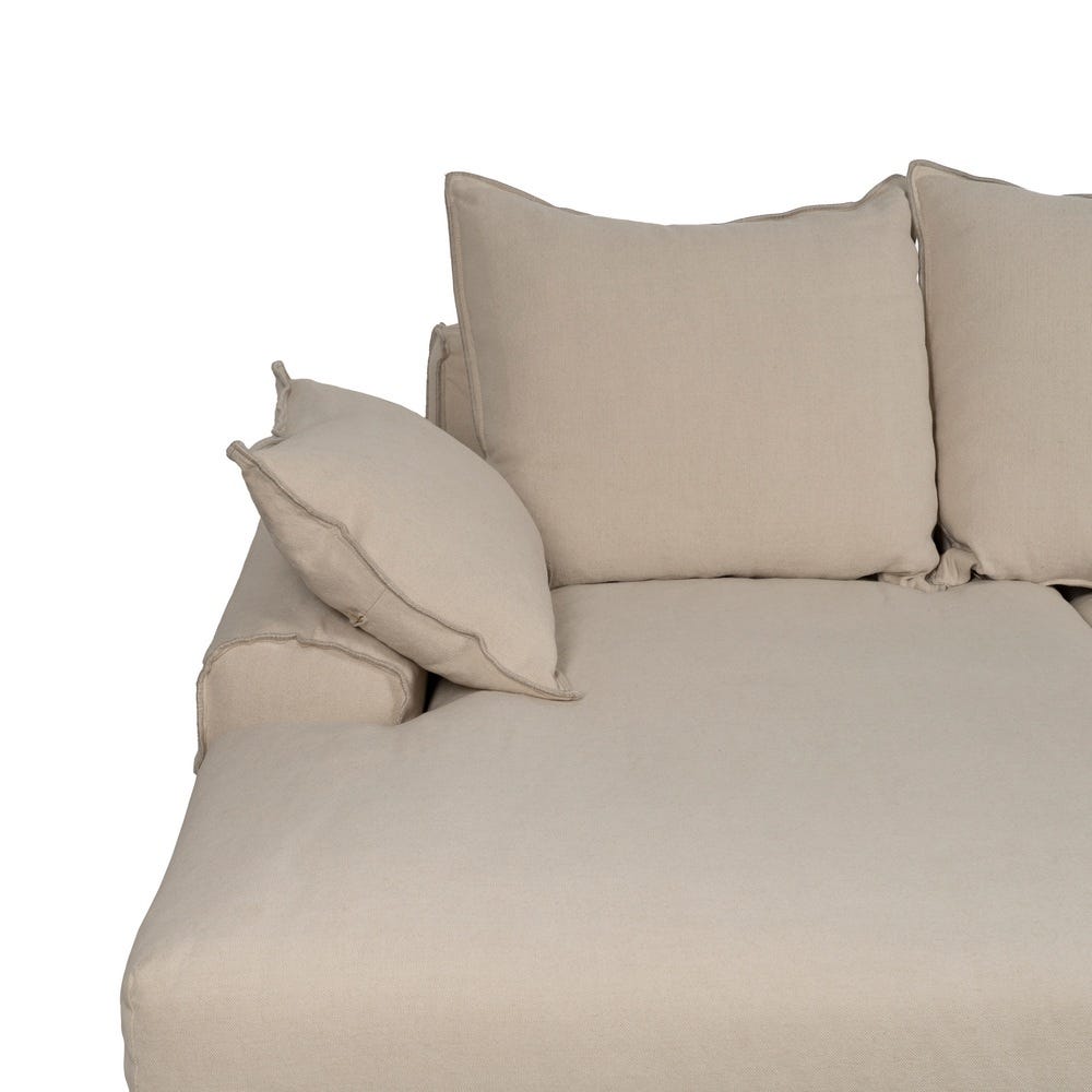 Chaise-Lounger Crema Tejido-Madera 300 X 161 X 90 Cm Chaise-Lounger Crema Tejido-Madera 300 X 161 X 90 Cm