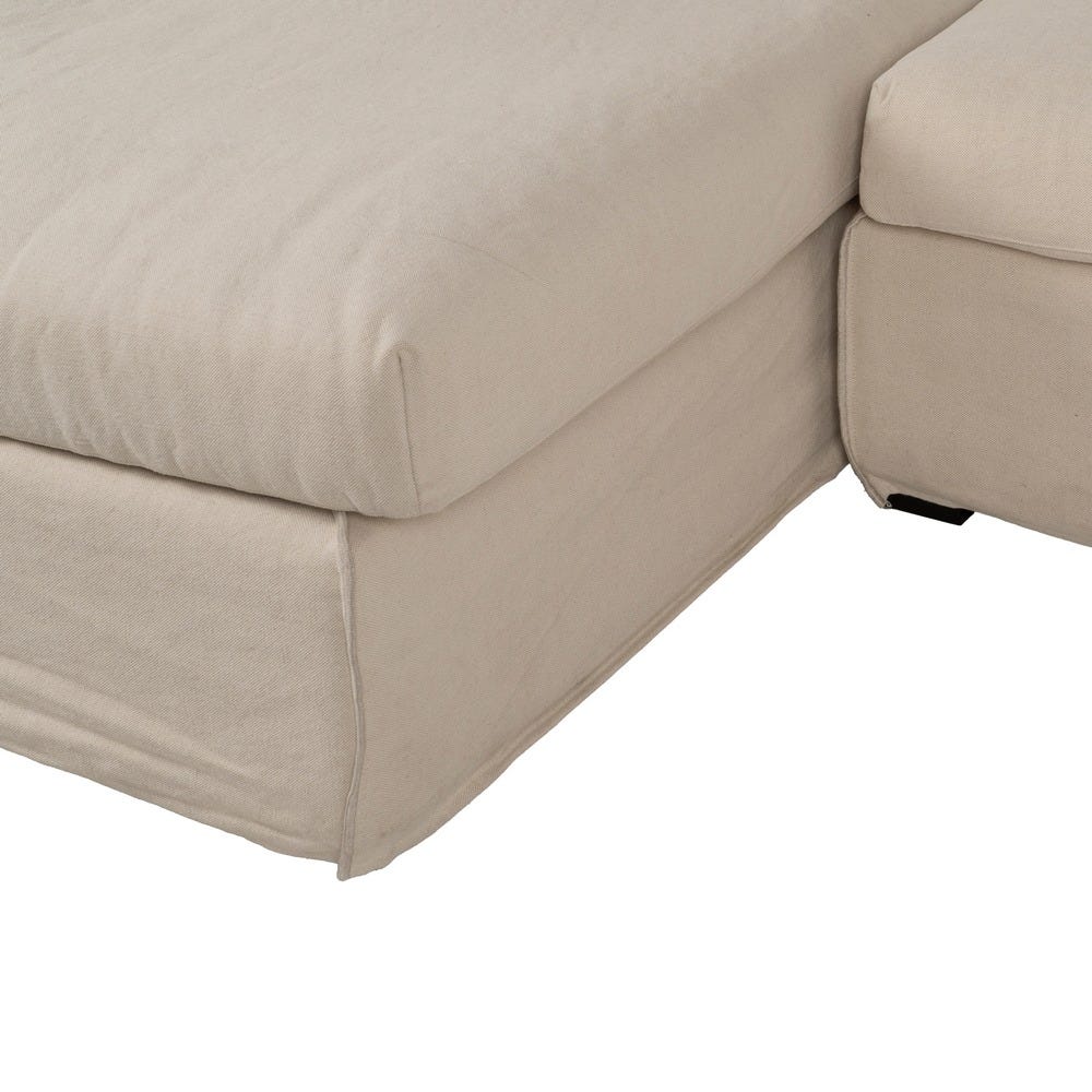 Chaise-Lounger Crema Tejido-Madera 300 X 161 X 90 Cm Chaise-Lounger Crema Tejido-Madera 300 X 161 X 90 Cm