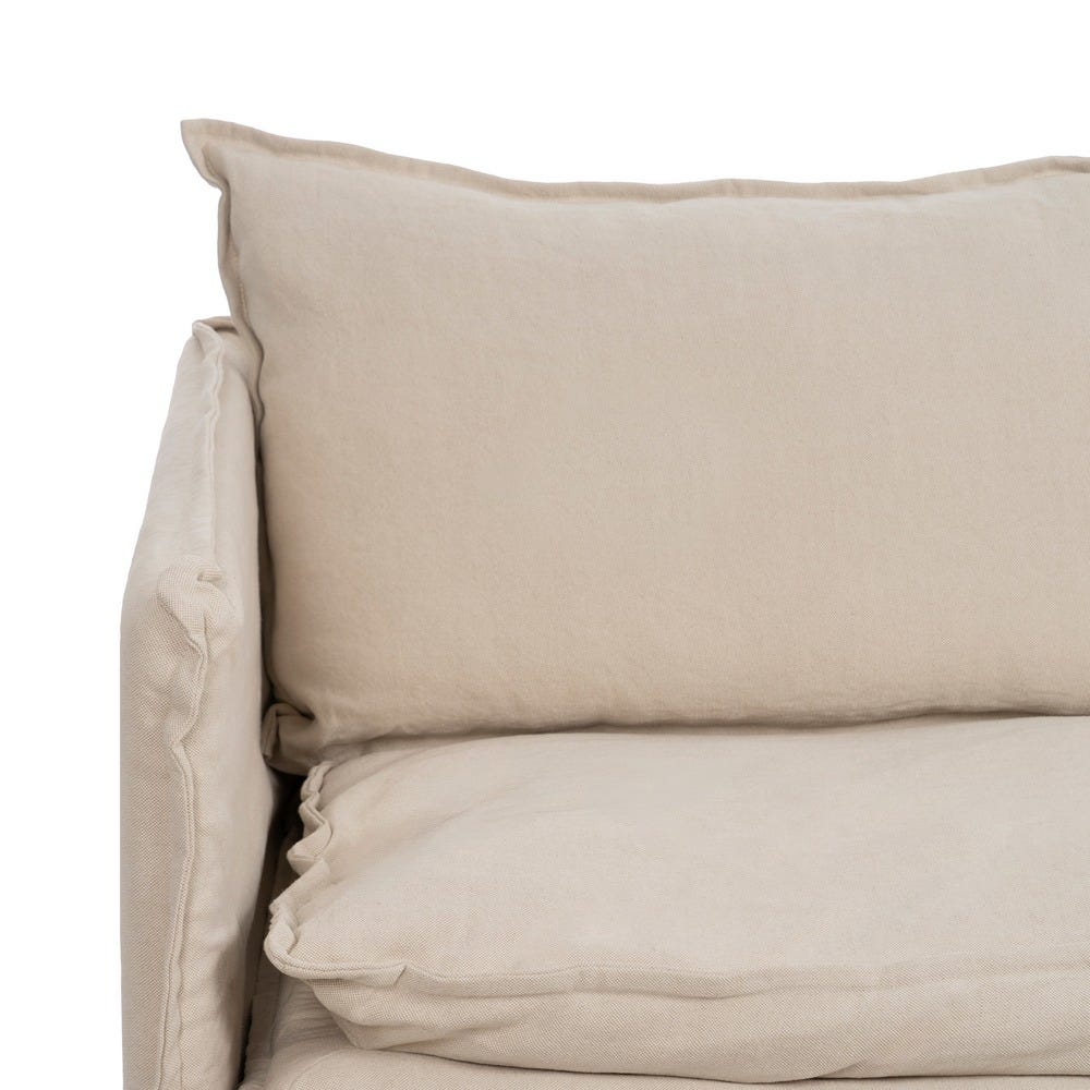 Sofá 2 Plazas Crema Tejido-Madera 180 X 97 X 89 Cm Sofá 2 Plazas Crema Tejido-Madera 180 X 97 X 89 Cm