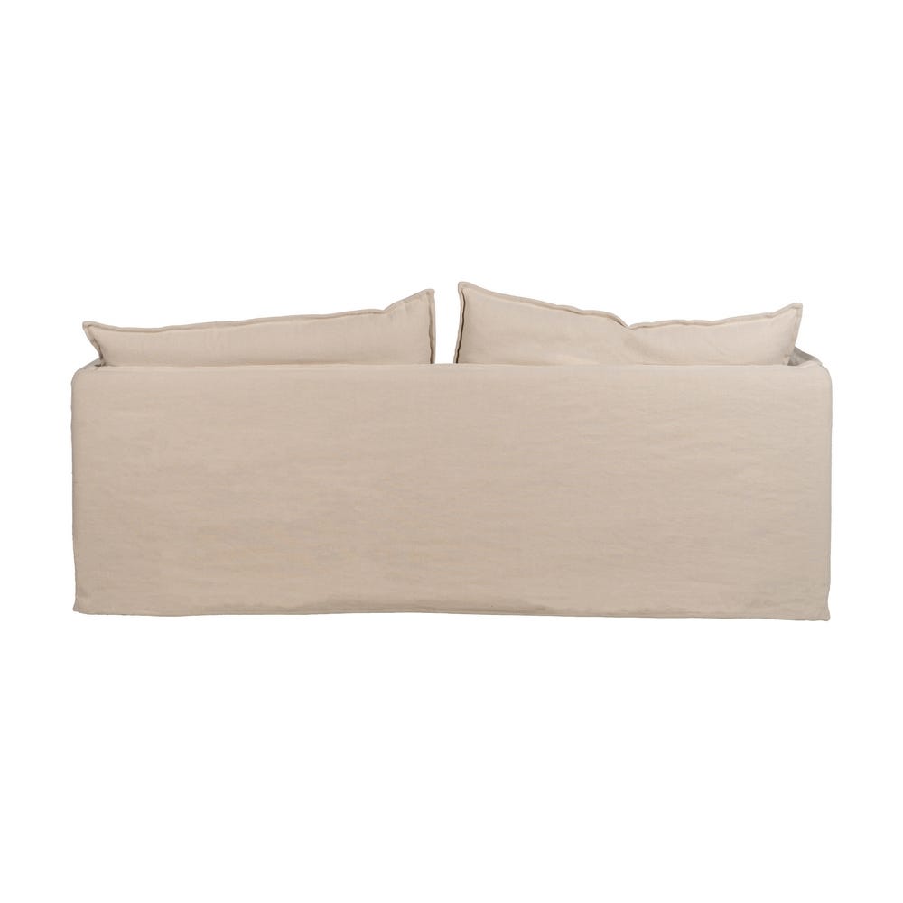 Sofá 3 Plazas Crema Tejido-Madera 210 X 97 X 89 Cm Sofá 3 Plazas Crema Tejido-Madera 210 X 97 X 89 Cm