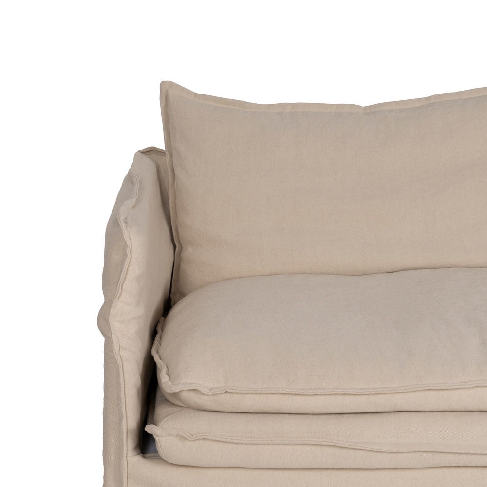 Sofá 3 Plazas Crema Tejido-Madera 210 X 97 X 89 Cm Sofá 3 Plazas Crema Tejido-Madera 210 X 97 X 89 Cm