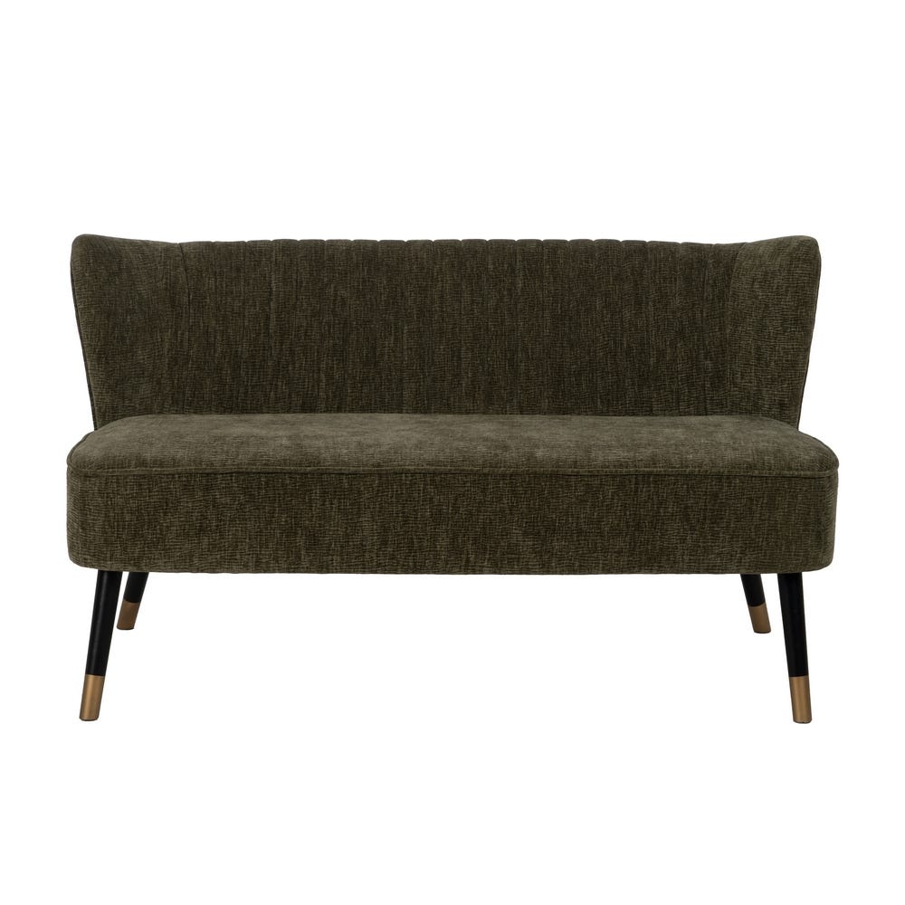 Sofá Verde Tejido-Madera Salón 134 X 70 X 74 Cm Sofá Verde Tejido-Madera Salón 134 X 70 X 74 Cm