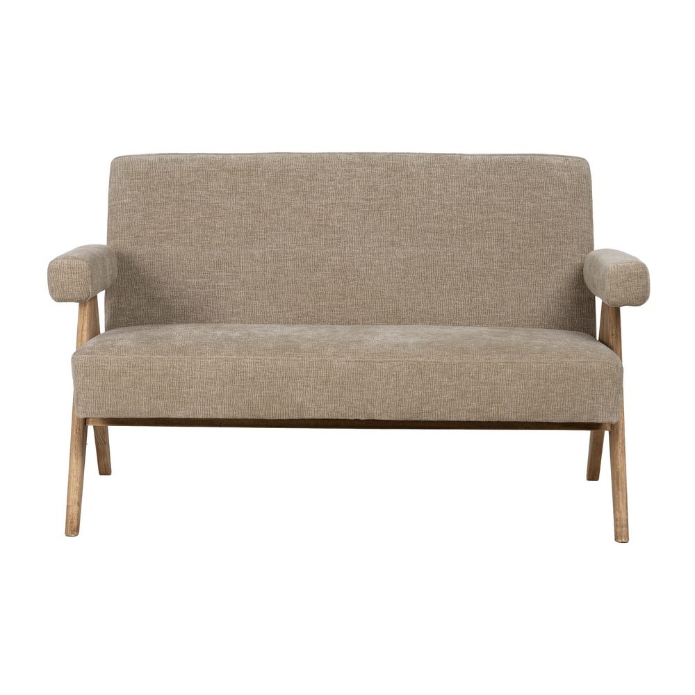 Sofá Beige Tejido-Madera Salón 134 X 76 X 85 Cm Sofá Beige Tejido-Madera Salón 134 X 76 X 85 Cm