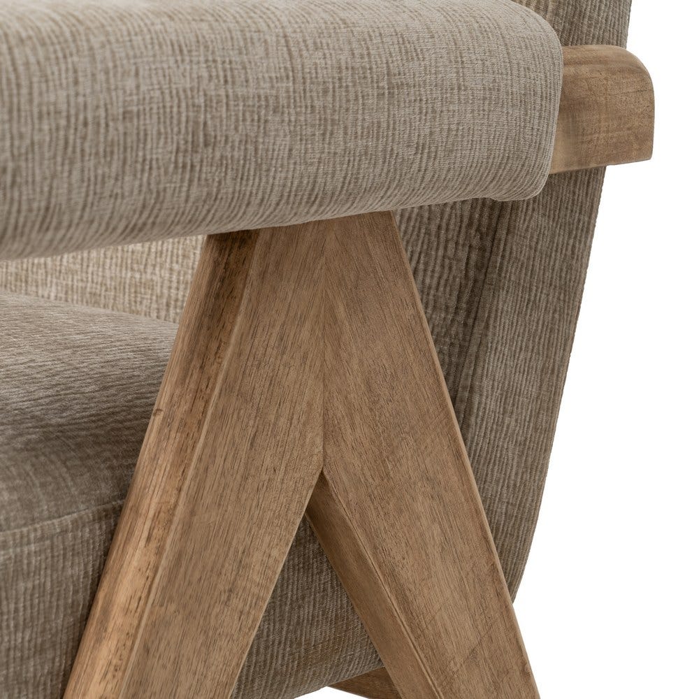 Sofá Beige Tejido-Madera Salón 134 X 76 X 85 Cm Sofá Beige Tejido-Madera Salón 134 X 76 X 85 Cm