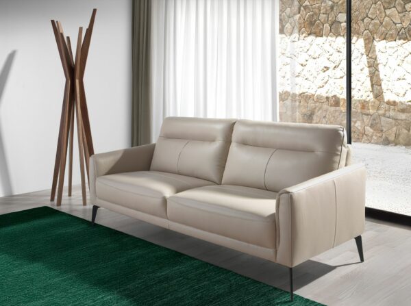 Sofá 3 plazas piel gris taupe