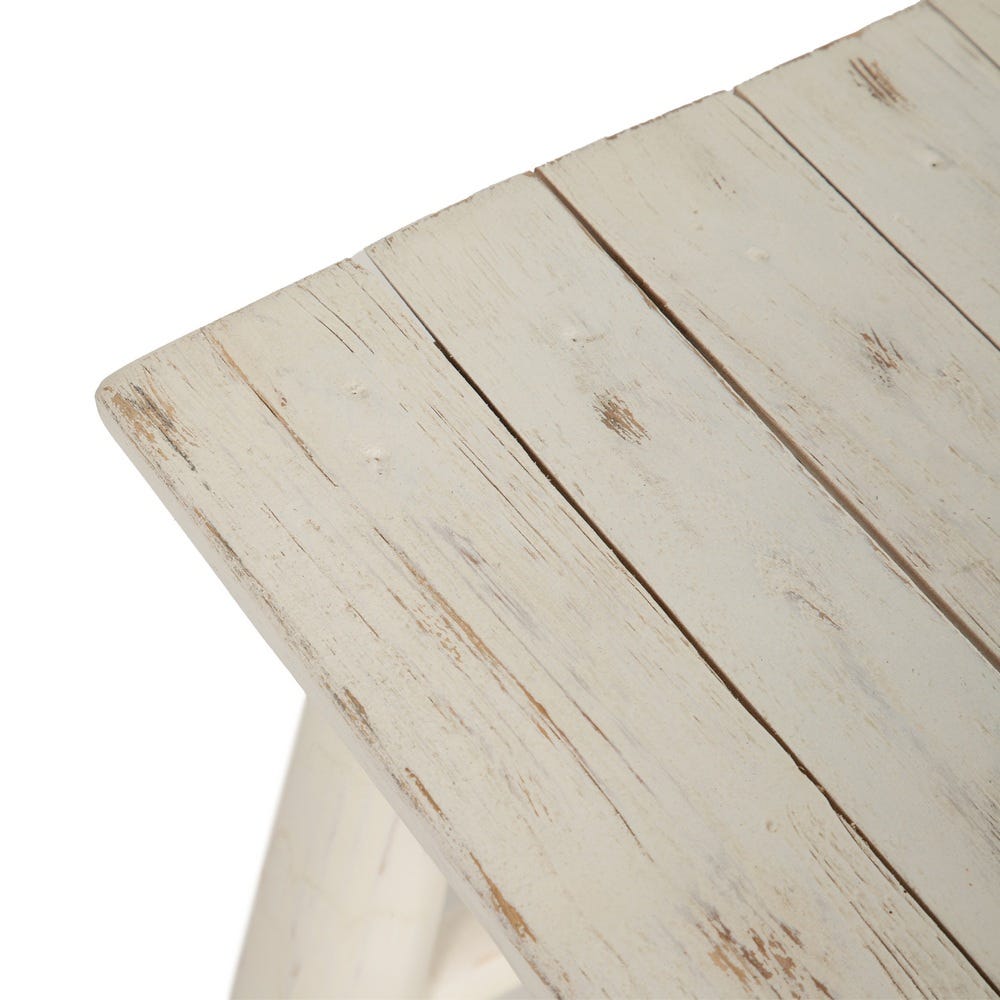 Banqueta Blanco Rozado Madera De Teca 120 X 30 X 45 Cm Banqueta Blanco Rozado Madera De Teca 120 X 30 X 45 Cm