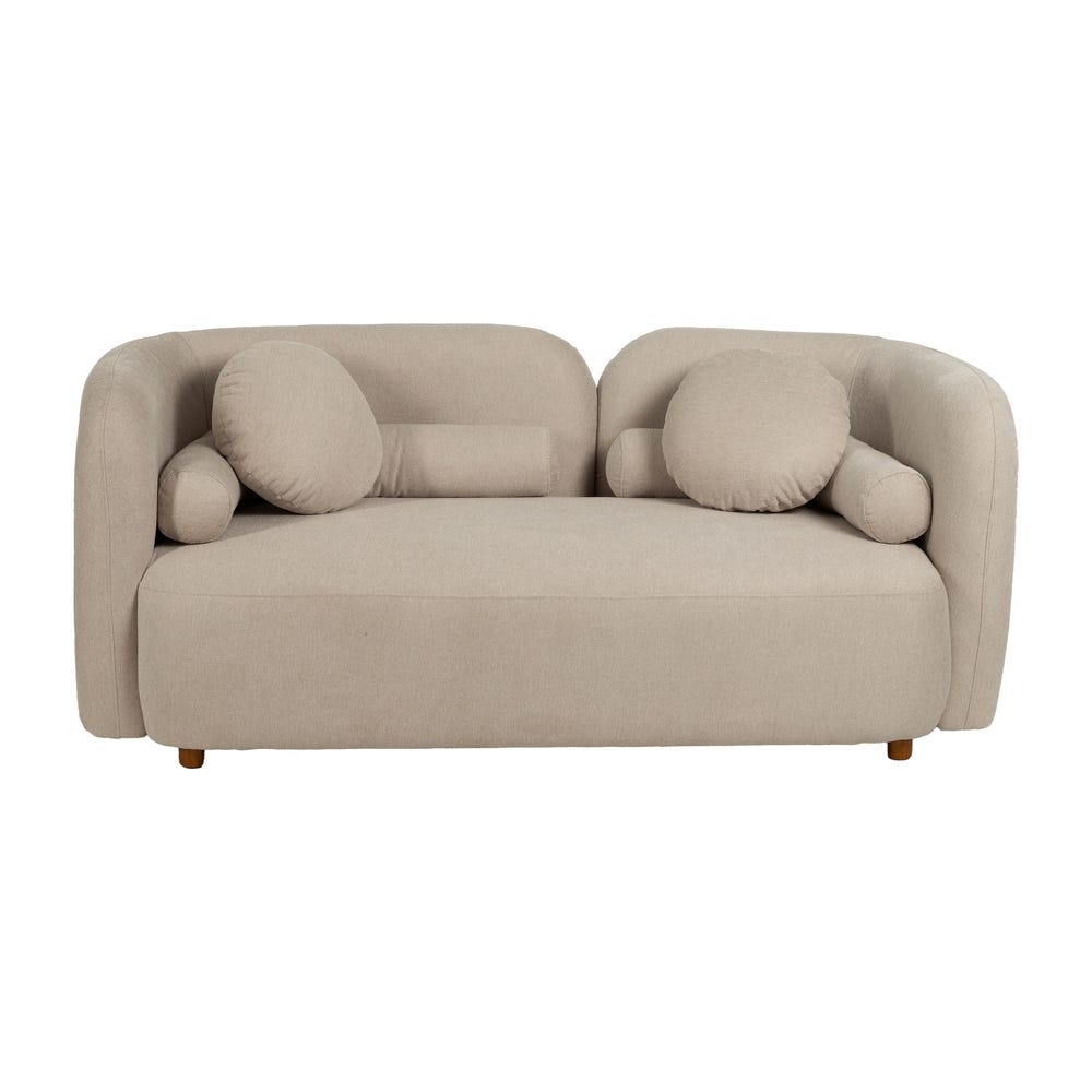 Sofá 2 Plazas Beige Tejido-Madera 176 X 88 X 72 Cm Sofá 2 Plazas Beige Tejido-Madera 176 X 88 X 72 Cm
