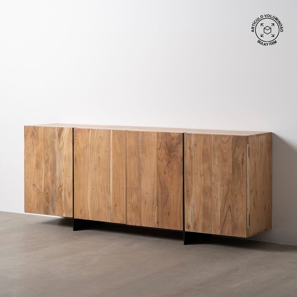 Aparador Natural Madera De Acacia Salón 200 X 40 X 80 Cm Aparador Natural Madera De Acacia Salón 200 X 40 X 80 Cm