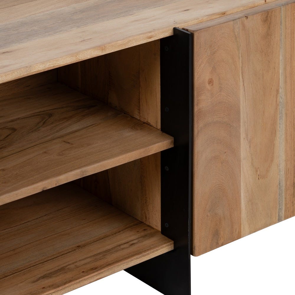 Mueble Tv Natural Madera De Acacia Salón 200 X 40 X 50 Cm Mueble Tv Natural Madera De Acacia Salón 200 X 40 X 50 Cm