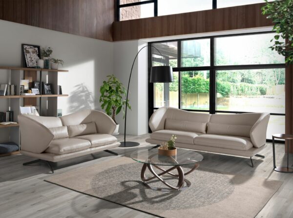 Sofá 2 plazas piel gris taupe