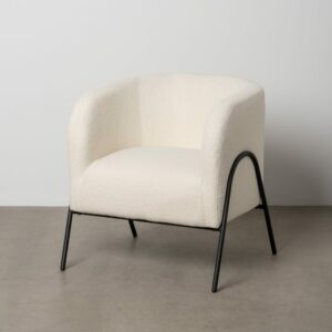 Sillón Blanco Tejido-Metal Salón 68 X 66 X 74 Cm Sillón Blanco Tejido-Metal Salón 68 X 66 X 74 Cm