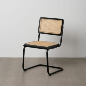 Silla Negro-Natural Madera-Ratán Salón 46 X 53 X 82,50 Cm Silla Negro-Natural Madera-Ratán Salón 46 X 53 X 82,50 Cm